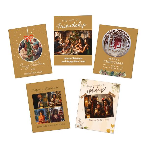 Variety pack of Holiday Kwanzaa Christmas Multi-Design African American Black Family Greeting cards for Holiday cards for Christmas Kwanzaa Season (5-Pack)