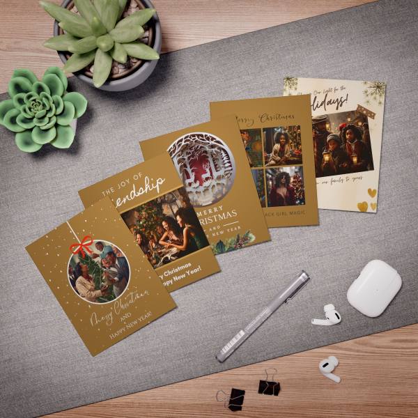 Variety pack of Holiday Kwanzaa Christmas Multi-Design African American Black Family Greeting cards for Holiday cards for Christmas Kwanzaa Season (5-Pack) - Image 4