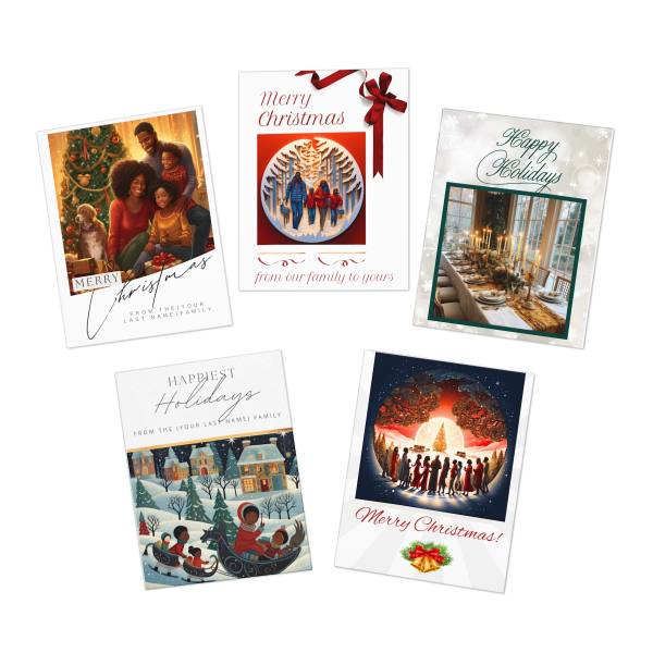 Holiday Kwanzaa Christmas Multi-Design African American Black Family Greeting cards for Holiday cards for Christmas Kwanzaa Season (5-Pack)