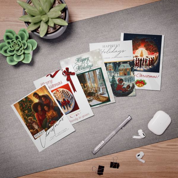Holiday Kwanzaa Christmas Multi-Design African American Black Family Greeting cards for Holiday cards for Christmas Kwanzaa Season (5-Pack) - Image 4